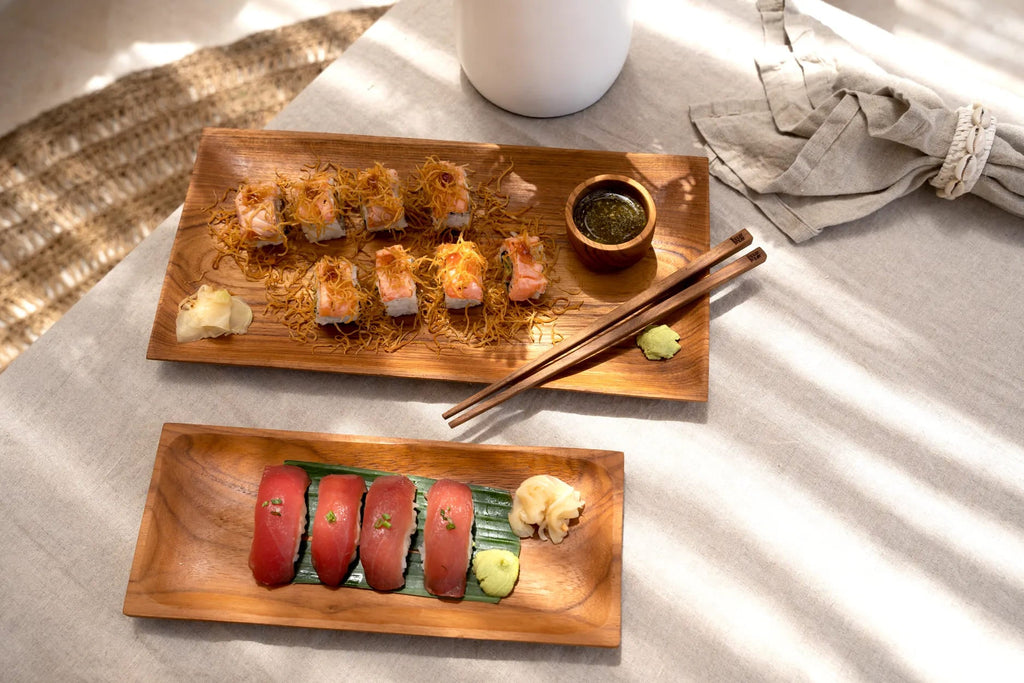 Teakholz Essstäbchen Set | Handgefertigte Holz Chopsticks Natur