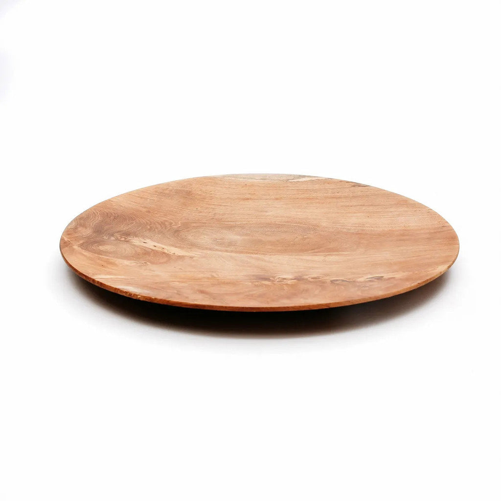 Teakholz Teller Rund M | Rustikaler Holz Servierteller Natur