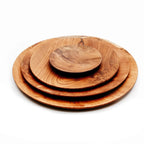 Teakholz Teller 3er-Set Rund | Holz Servierteller Set XS/M/L
