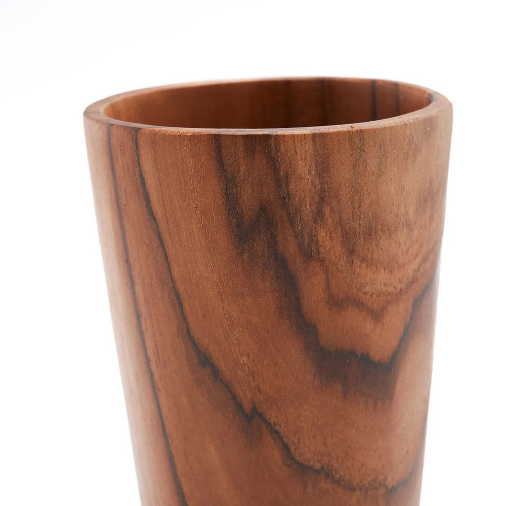 Teakholz Becher Hoch | Rustikaler Holz Trinkbecher Natur