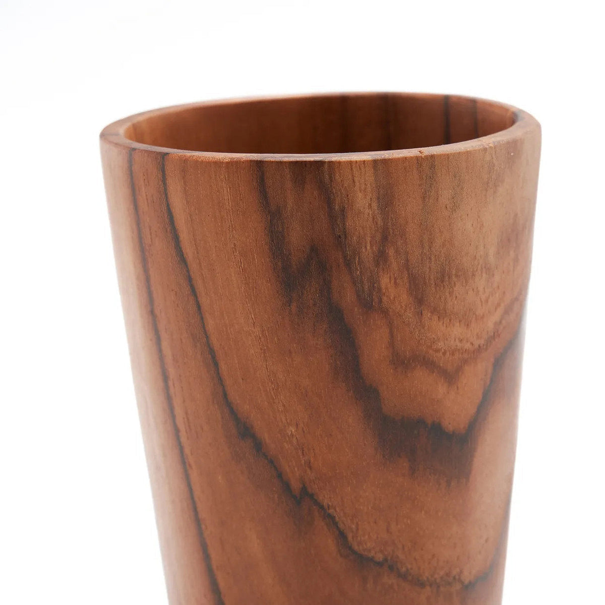 Teakholz Becher 2er-Set Hoch | Holz Trinkbecher Set