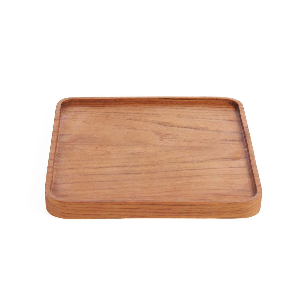 Real Wood Square Plate (M) – Teak Serving Board & Decorative Bowl