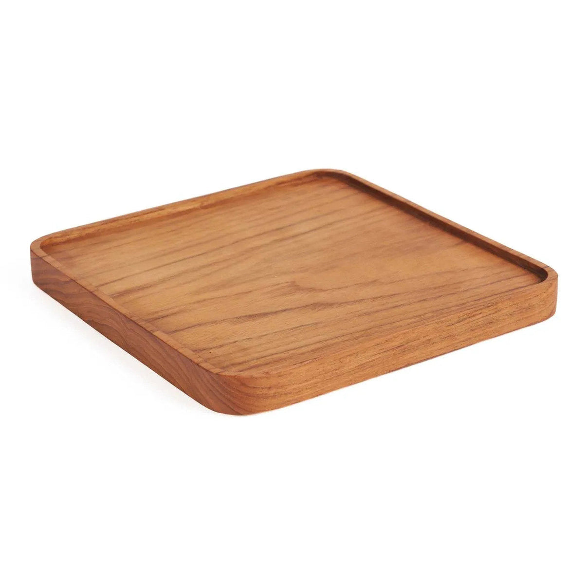 Teakholz Teller Quadratisch S | Quadratischer Holzteller Natur