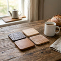 Set of 4 Smooth Mix Coasters – Genuine Teak Wood Coaster Set, Square